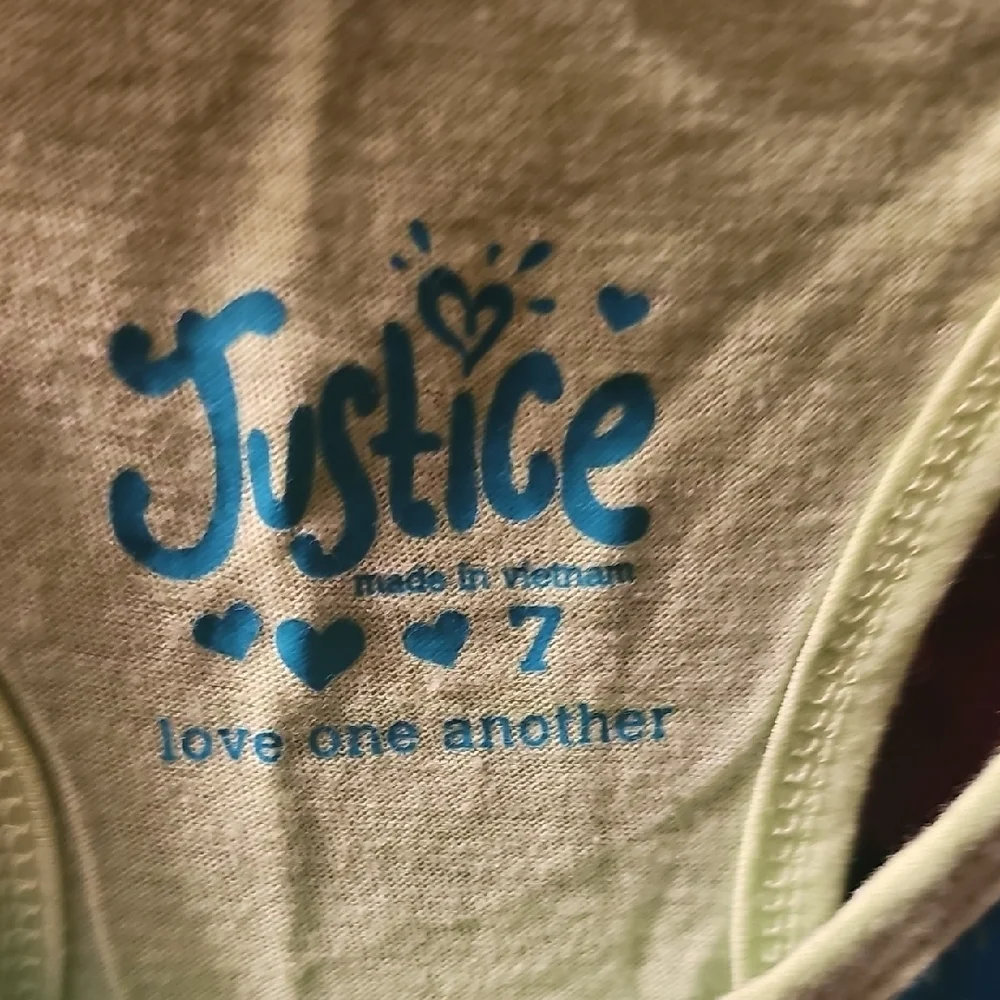 Justice Vibrant Yellow and Blue Soccer Racerback Tank Top Size 7 LIKE NEW